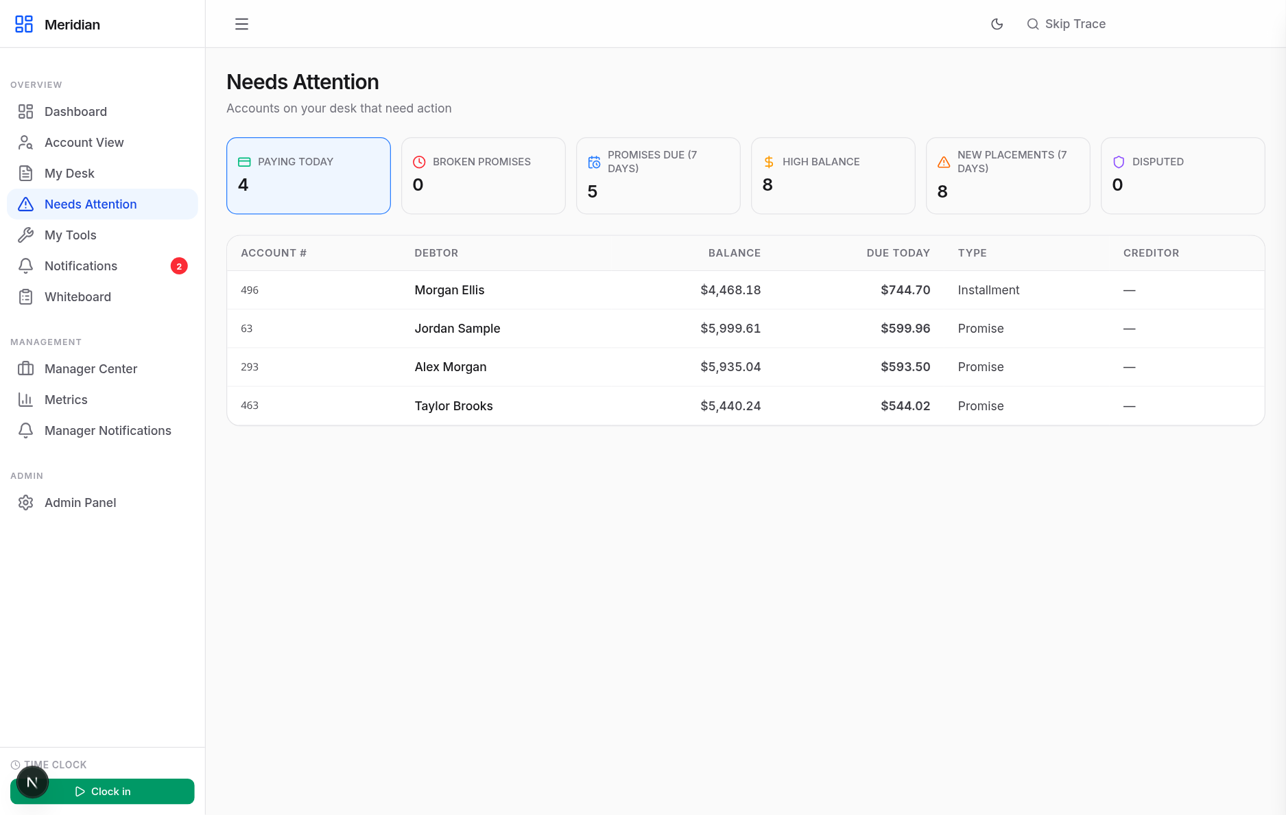 Needs Attention worklist